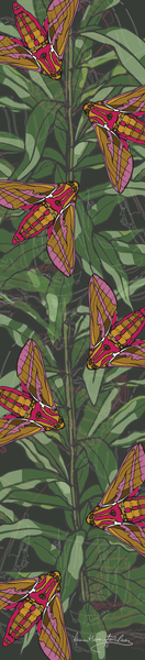 Willowherb Moths table runner, designed by Anne Harrington Rees. Designed, printed and hand made in Ireland.