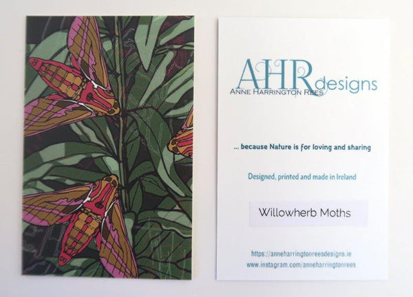 Willowherb Moths cushion cover label