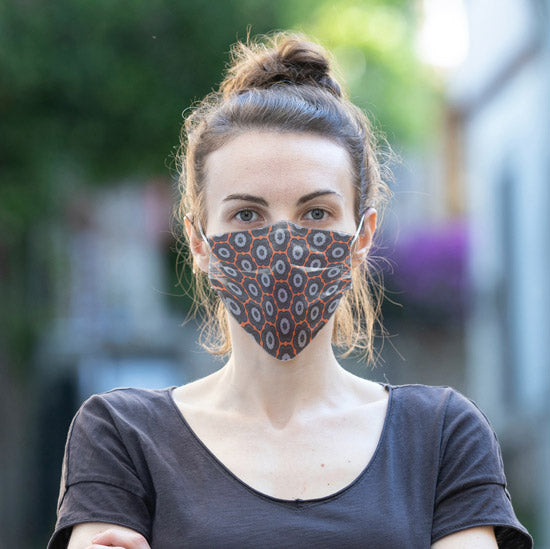 Woman wearing Anne Harrington Rees' GT Face Mask